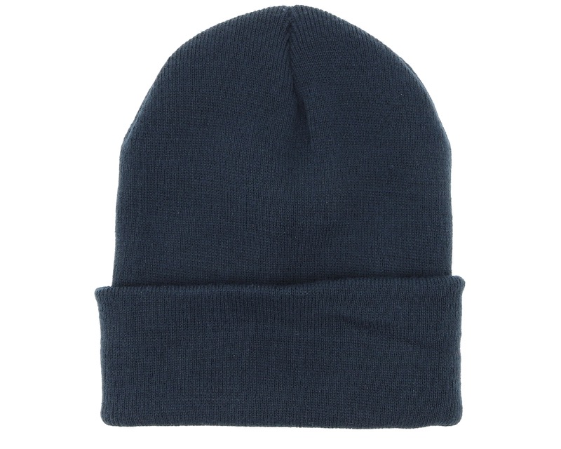 French Navy Cuff Blank Beanie i marinblå akryl med uppvikt kant