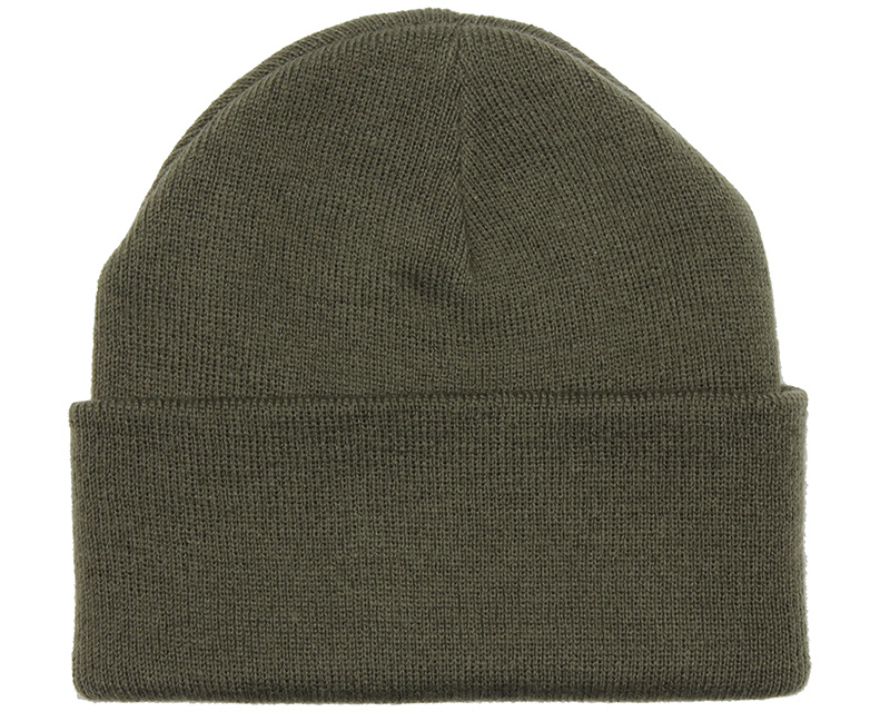 Olive Green Cuff Blank Beanie med vikbar kant