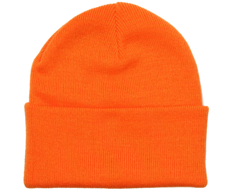 Knitted Beanie Orange i orange akryl med uppvikt kant