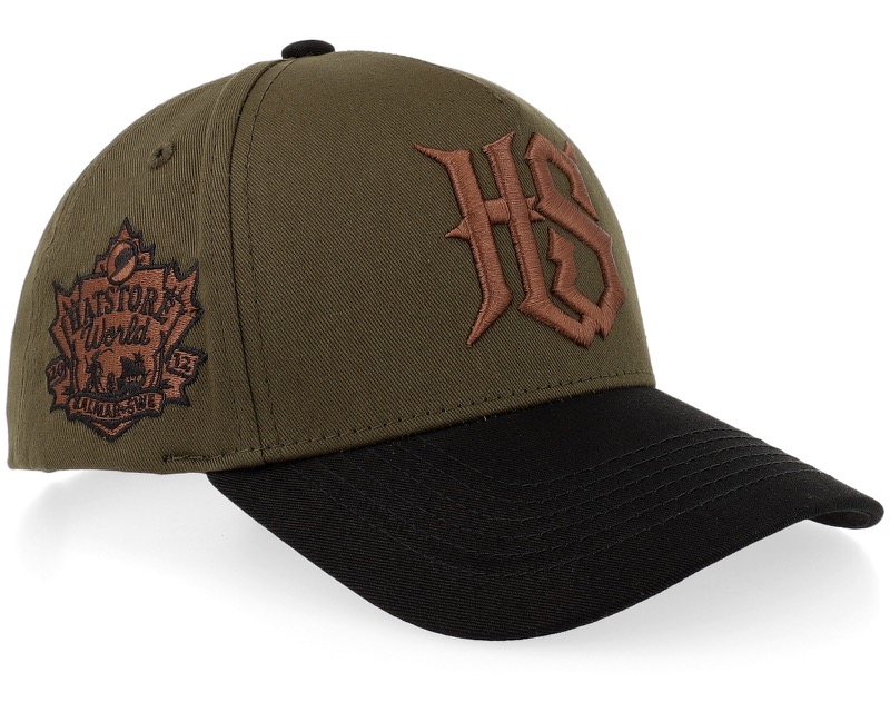Hs Monogram Olive/Black-keps i bomull med hel krona