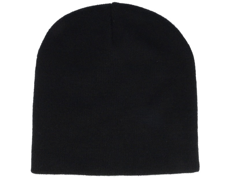 Black Traditional Blank Beanie, tofsfri mössa i svart akryl