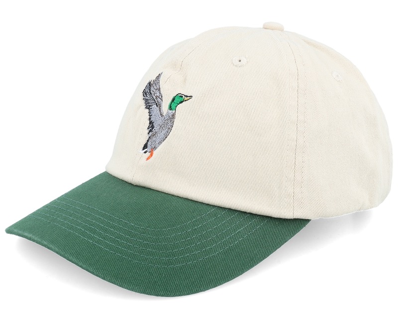 Mallard Duck Washed Stone/Dark Green Dad Cap med broderad andmotiv