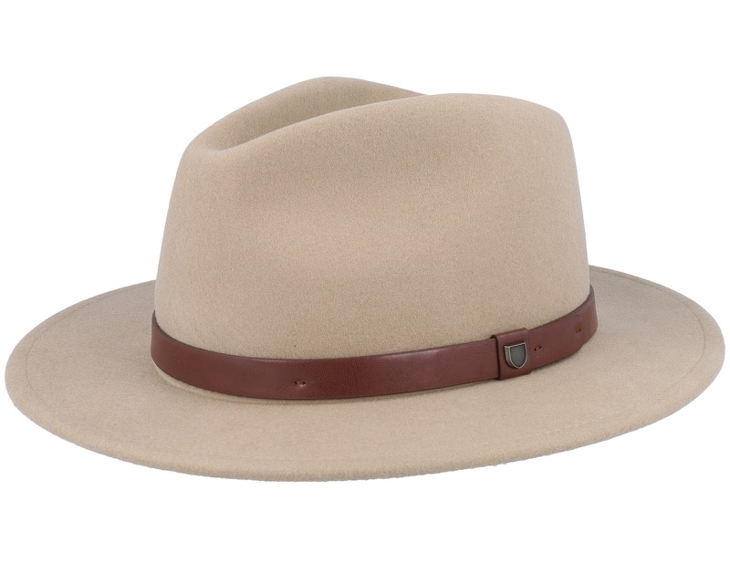Sandfärgad fedora i ull