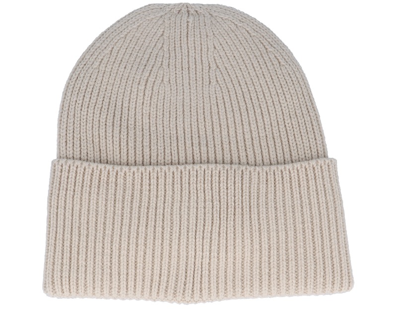 Oatmeal Oversized Cuff Blank Beanie i beige