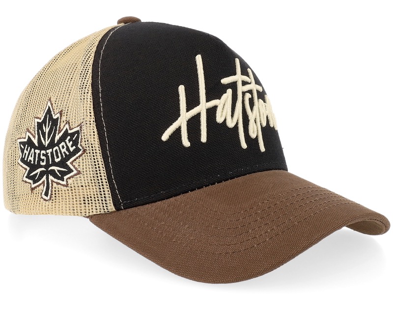 Script Canvas Black/Brown trucker-keps med mesh-baksida