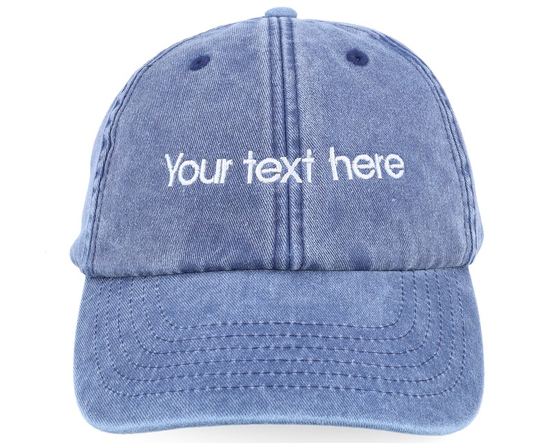 Washed Denim Blue Dad Cap With Embroidery